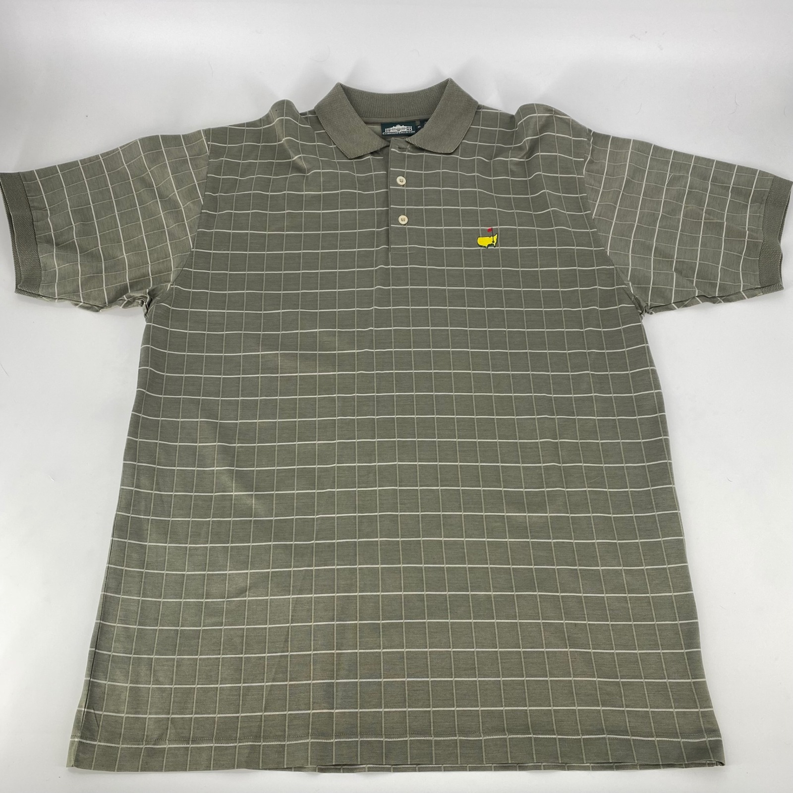 Masters Augusta National Golf Polo Shirt Mens Xl Green Plaid Masters Logo